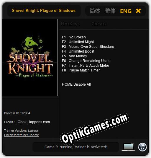 Shovel Knight: Plague of Shadows: Trainer +8 [v1.3]