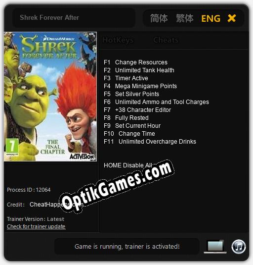 Shrek Forever After: Cheats, Trainer +11 [CheatHappens.com]