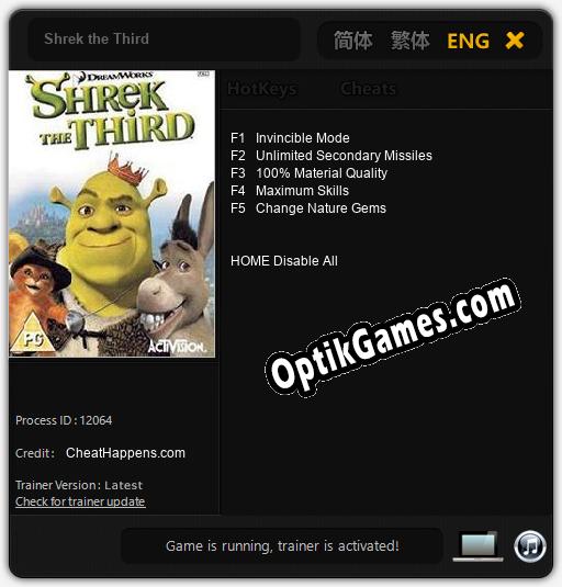 Shrek the Third: TRAINER AND CHEATS (V1.0.64)