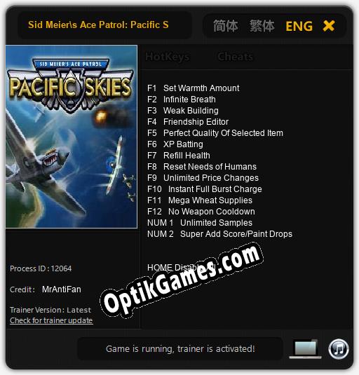 Sid Meiers Ace Patrol: Pacific Skies: Trainer +14 [v1.3]