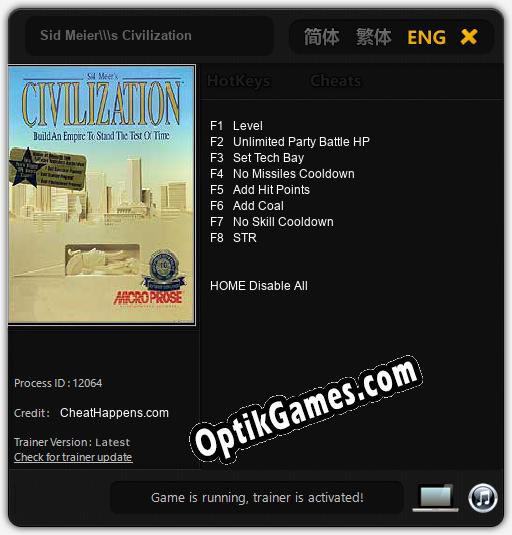 Sid Meiers Civilization: TRAINER AND CHEATS (V1.0.29)