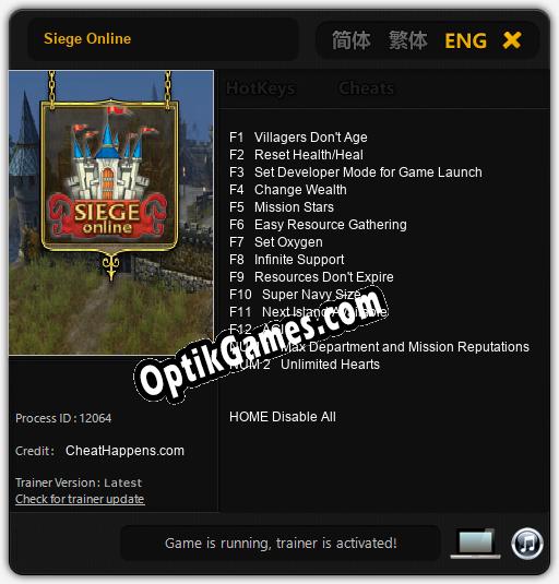 Siege Online: TRAINER AND CHEATS (V1.0.47)