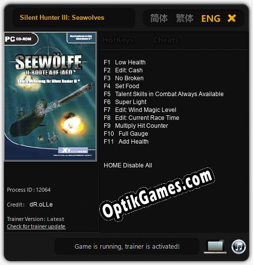 Trainer for Silent Hunter III: Seawolves [v1.0.9]