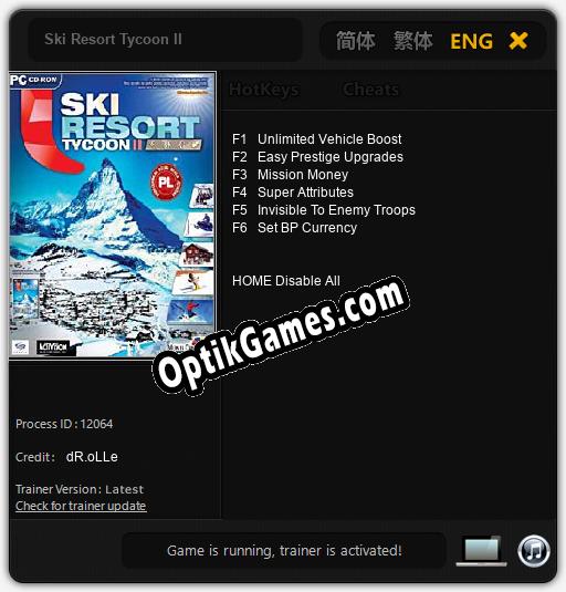 Ski Resort Tycoon II: Trainer +6 [v1.9]