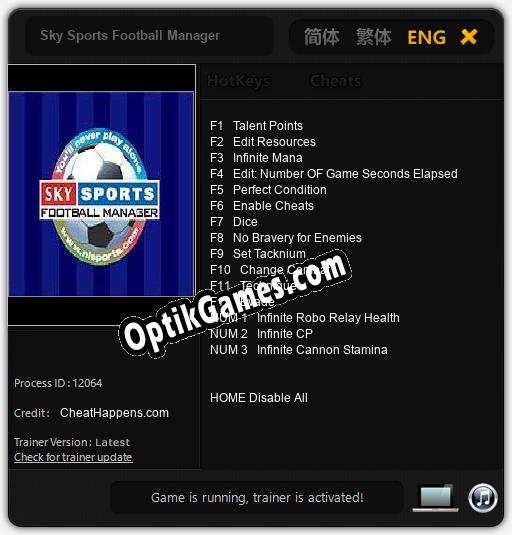 Sky Sports Football Manager: TRAINER AND CHEATS (V1.0.22)