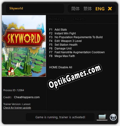 Skyworld: Cheats, Trainer +8 [CheatHappens.com]