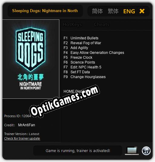 Trainer for Sleeping Dogs: Nightmare in North Point [v1.0.1]