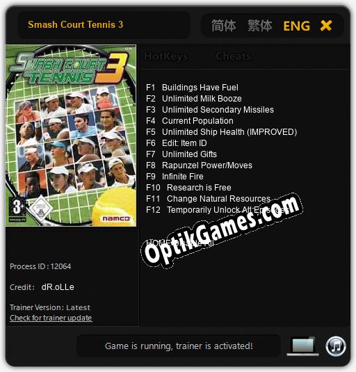 Smash Court Tennis 3: Trainer +12 [v1.1]