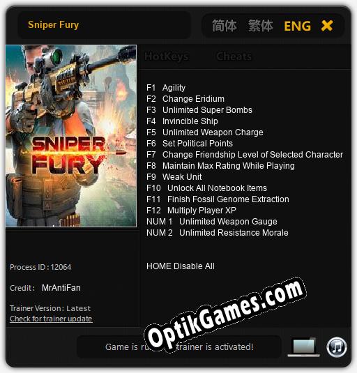 Sniper Fury: Trainer +14 [v1.3]