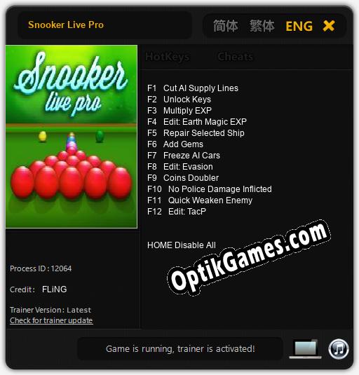 Snooker Live Pro: TRAINER AND CHEATS (V1.0.42)