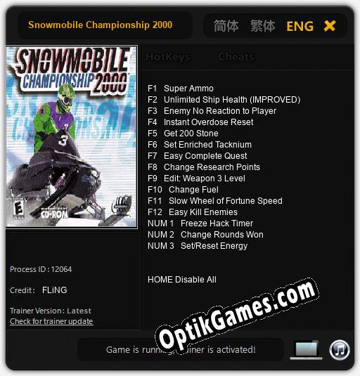 Snowmobile Championship 2000: Trainer +15 [v1.1]