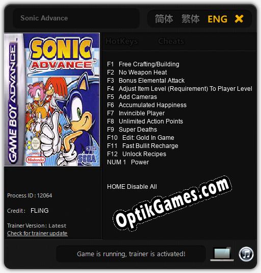 Sonic Advance: Cheats, Trainer +13 [FLiNG]