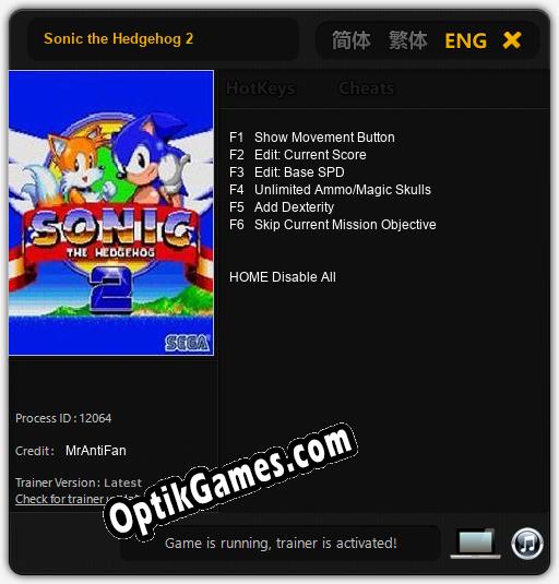 Sonic the Hedgehog 2: TRAINER AND CHEATS (V1.0.76)