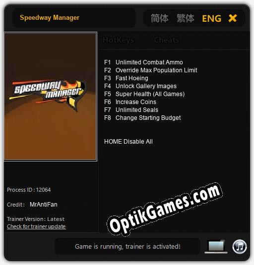 Speedway Manager: Trainer +8 [v1.6]