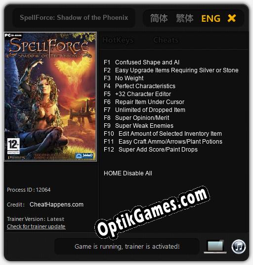 SpellForce: Shadow of the Phoenix: TRAINER AND CHEATS (V1.0.19)