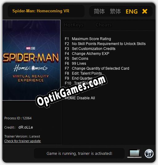 Spider-Man: Homecoming VR: Cheats, Trainer +10 [dR.oLLe]