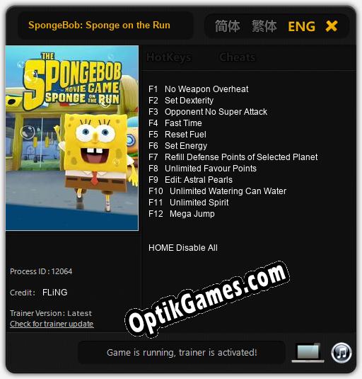 SpongeBob: Sponge on the Run: TRAINER AND CHEATS (V1.0.63)
