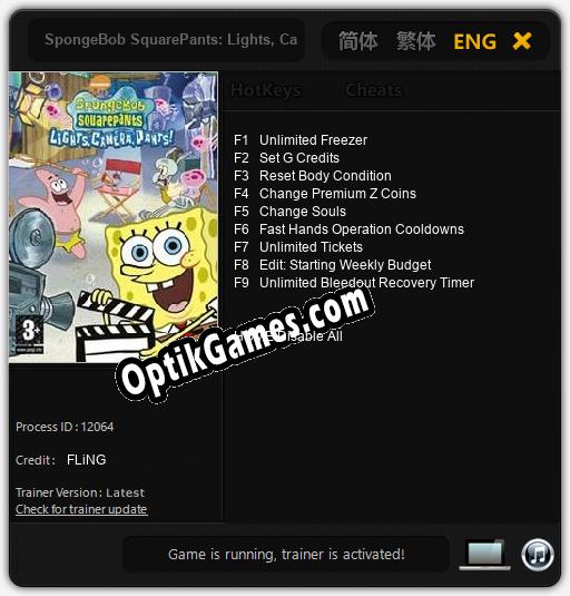 SpongeBob SquarePants: Lights, Camera, Pants!: Cheats, Trainer +9 [FLiNG]