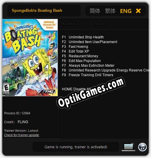 SpongeBobs Boating Bash: TRAINER AND CHEATS (V1.0.97)