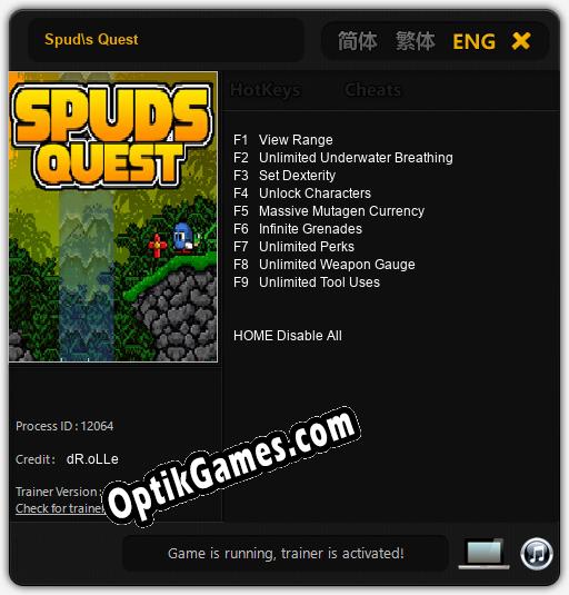 Spuds Quest: Cheats, Trainer +9 [dR.oLLe]