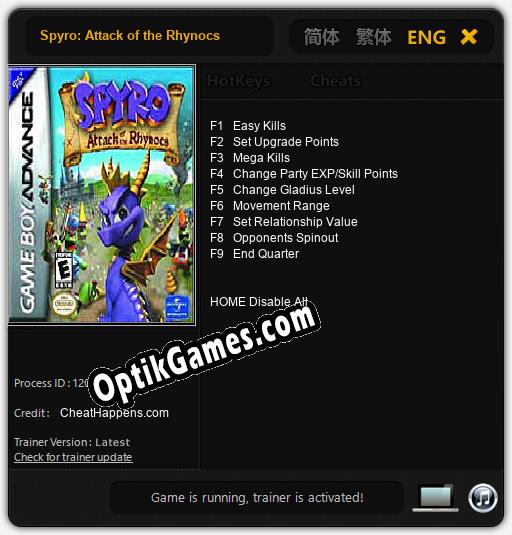 Spyro: Attack of the Rhynocs: Cheats, Trainer +9 [CheatHappens.com]
