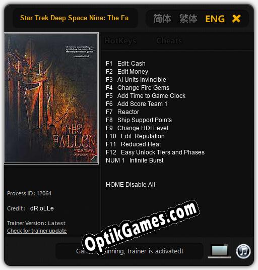 Star Trek Deep Space Nine: The Fallen: Cheats, Trainer +13 [dR.oLLe]