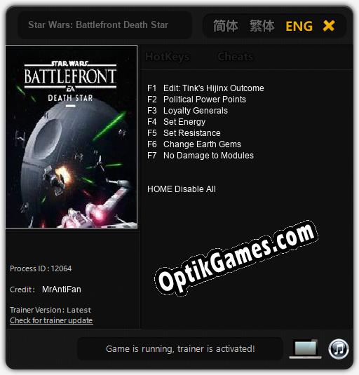 Trainer for Star Wars: Battlefront Death Star [v1.0.4]