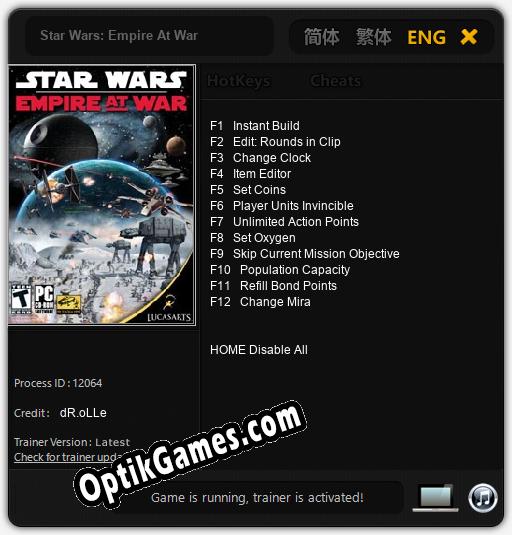 Star Wars: Empire At War: Trainer +12 [v1.5]