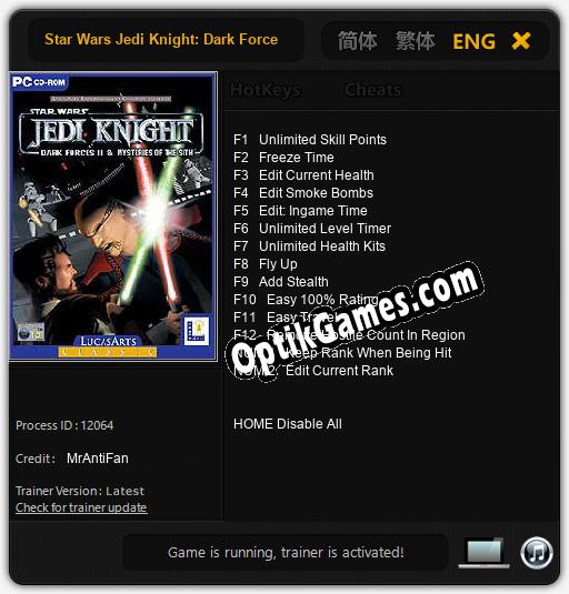 Star Wars Jedi Knight: Dark Forces II: TRAINER AND CHEATS (V1.0.5)