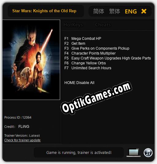 Star Wars: Knights of the Old Republic Remake: Cheats, Trainer +7 [FLiNG]