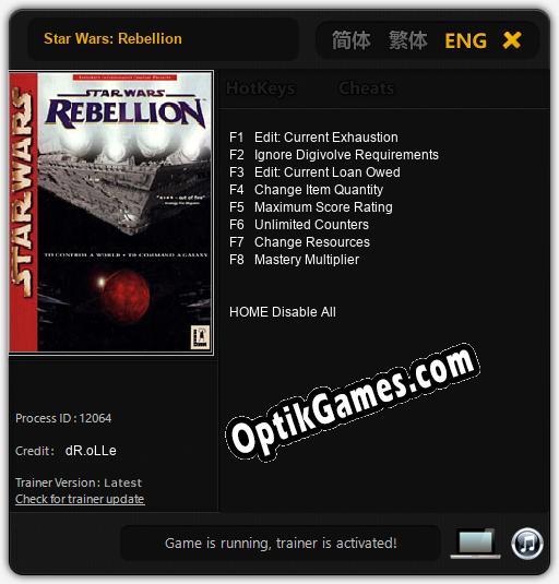 Trainer for Star Wars: Rebellion [v1.0.3]