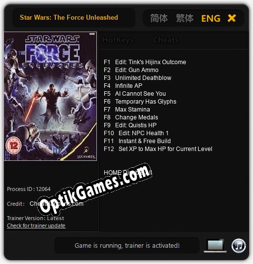 Star Wars: The Force Unleashed: TRAINER AND CHEATS (V1.0.36)