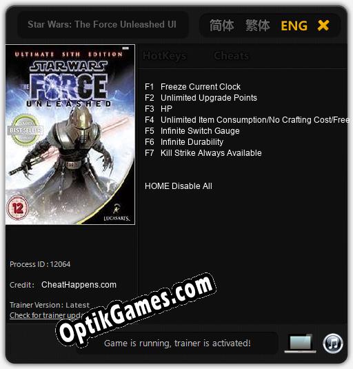 Star Wars: The Force Unleashed Ultimate Sith Edition: Cheats, Trainer +7 [CheatHappens.com]