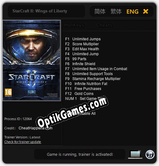 Trainer for StarCraft II: Wings of Liberty [v1.0.9]