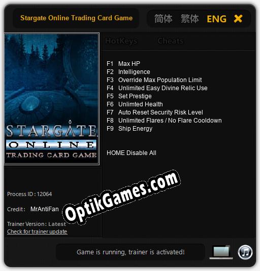 Trainer for Stargate Online Trading Card Game [v1.0.5]