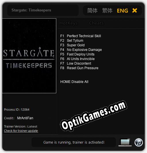 Stargate: Timekeepers: Cheats, Trainer +8 [MrAntiFan]