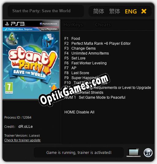 Start the Party: Save the World: Cheats, Trainer +13 [dR.oLLe]