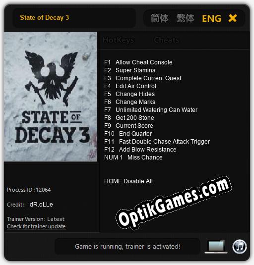 Trainer for State of Decay 3 [v1.0.5]