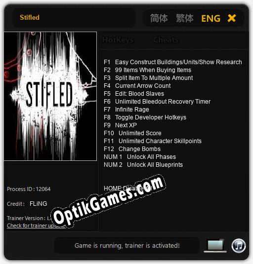 Stifled: TRAINER AND CHEATS (V1.0.71)