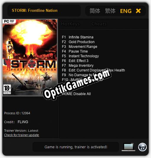STORM: Frontline Nation: TRAINER AND CHEATS (V1.0.34)