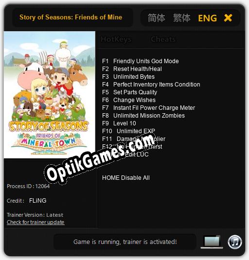 Story of Seasons: Friends of Mineral Town: Trainer +13 [v1.5]