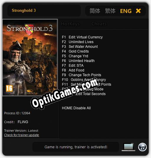 Stronghold 3: Cheats, Trainer +13 [FLiNG]