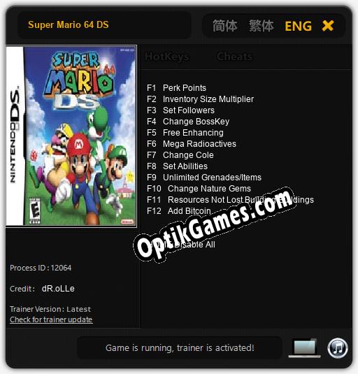 Super Mario 64 DS: Cheats, Trainer +12 [dR.oLLe]