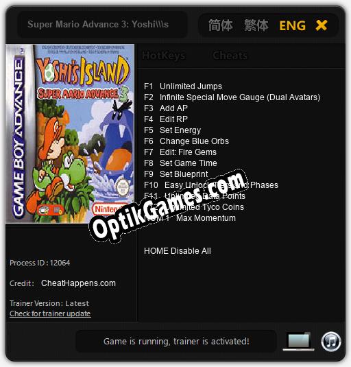 Super Mario Advance 3: Yoshis Island: TRAINER AND CHEATS (V1.0.76)