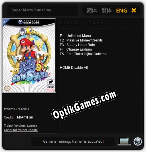 Super Mario Sunshine: Cheats, Trainer +5 [MrAntiFan]