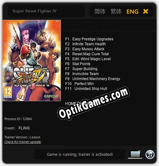 Trainer for Super Street Fighter IV [v1.0.7]