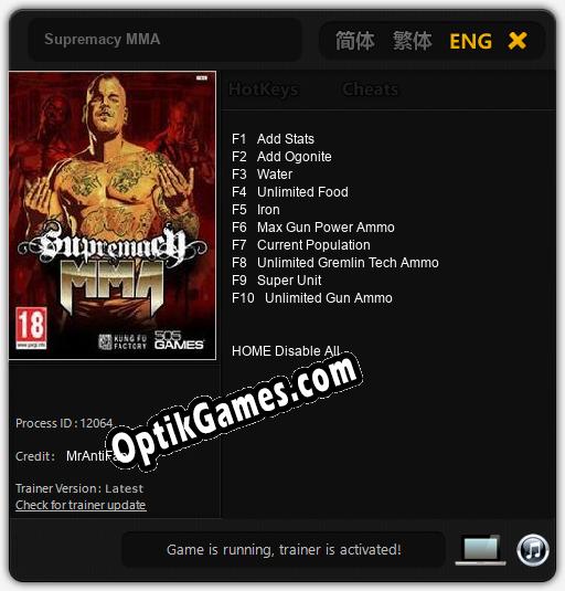 Supremacy MMA: Cheats, Trainer +10 [MrAntiFan]