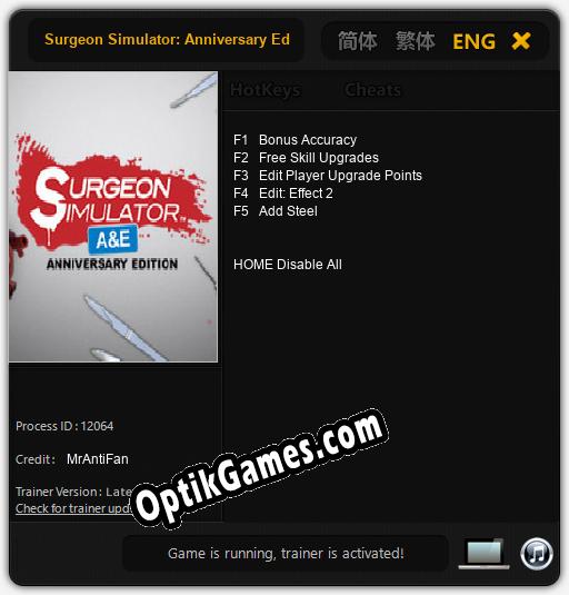 Trainer for Surgeon Simulator: Anniversary Edition Content [v1.0.9]