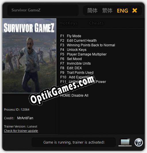 Survivor GameZ: TRAINER AND CHEATS (V1.0.17)