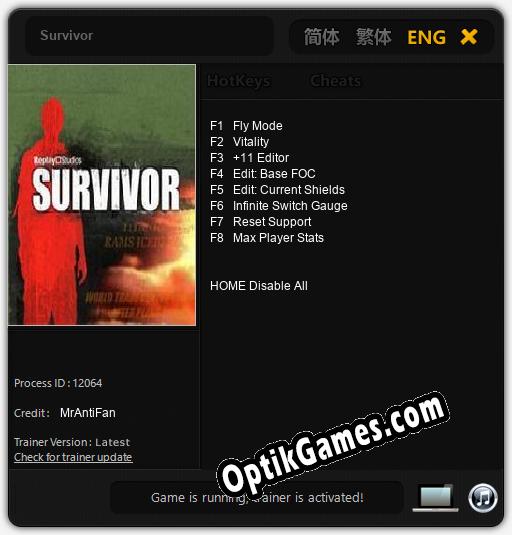 Survivor: Cheats, Trainer +8 [MrAntiFan]